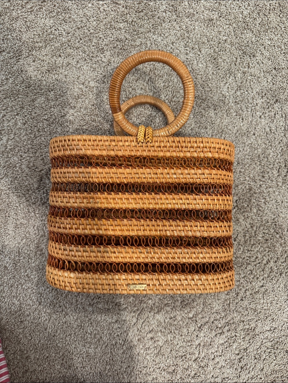 cult gaia Woven Straw Tote in Natural and Dark Brown